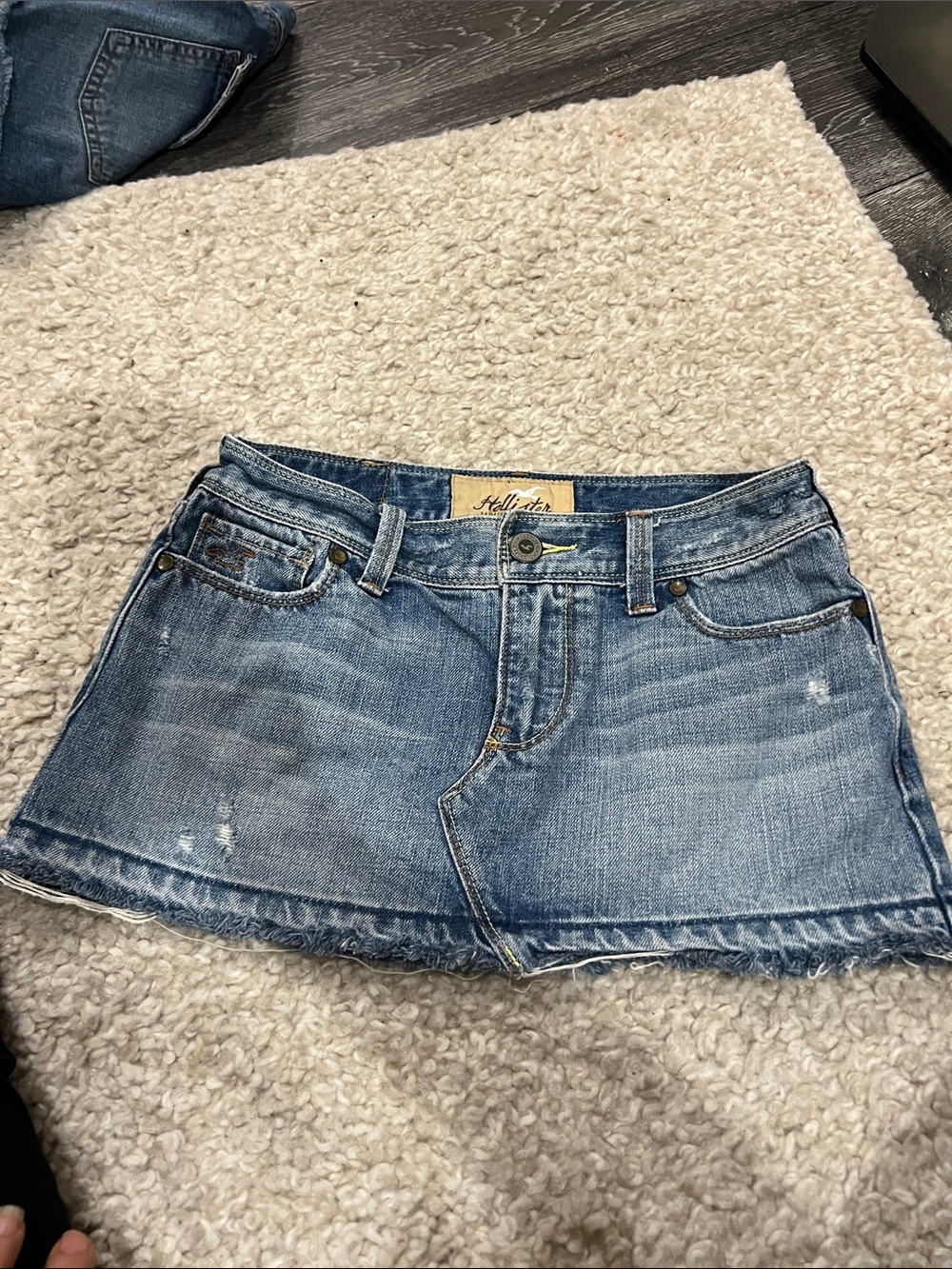 Y2K Hollister Medium Blue Distressed Denim Mini Skirt O